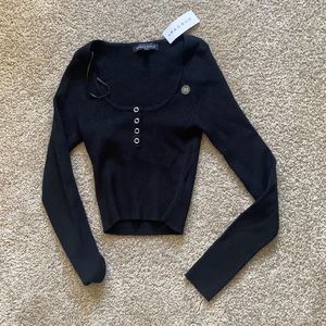 black ribbed crop top